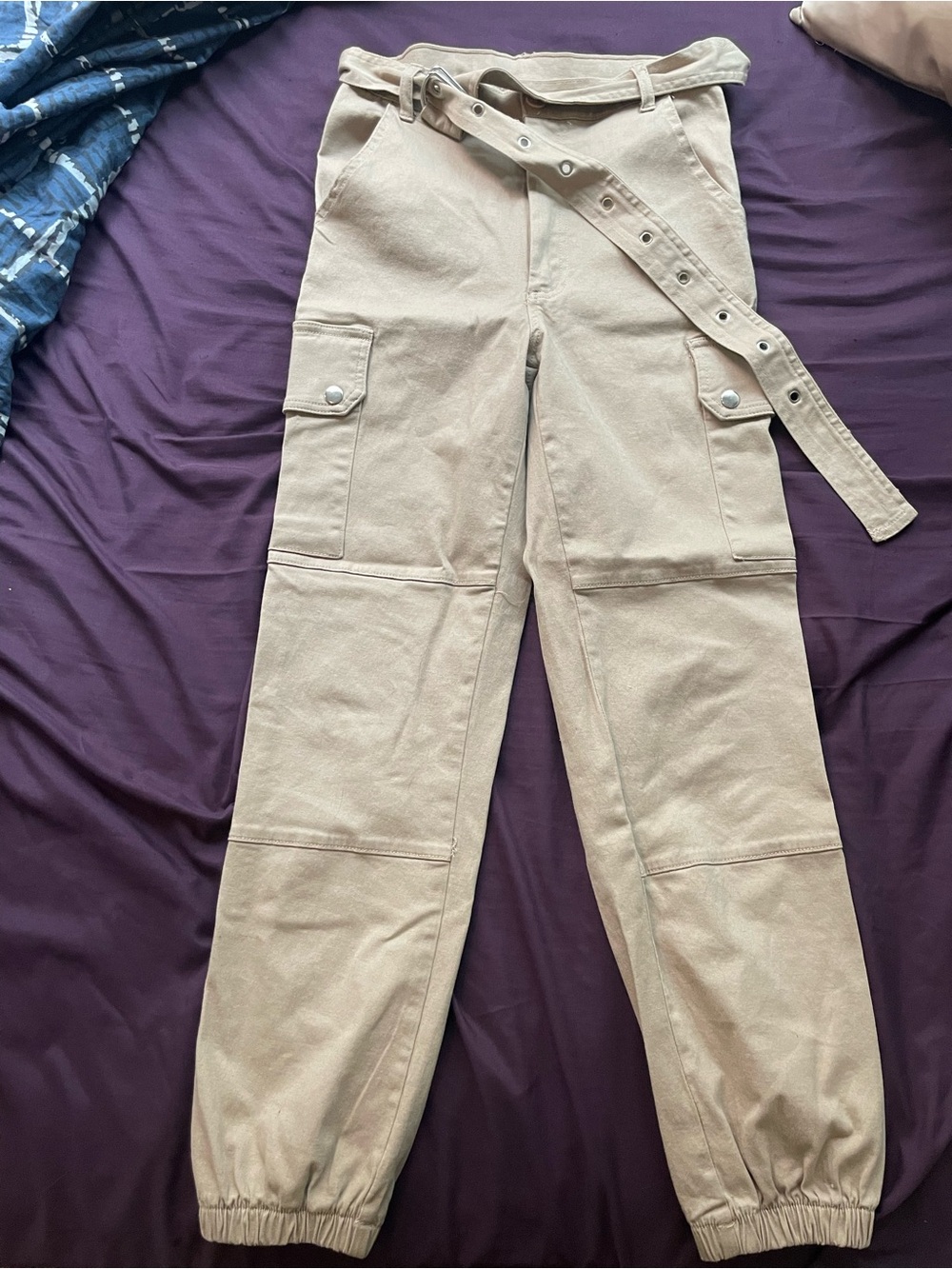Revamped Khaki/Tan Utility Belted Jeans